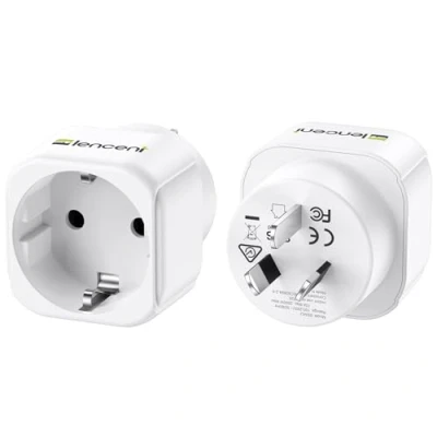 Imagen de LENCENT 2X Adaptador Enchufe Australia Chino de Viaje, España Portugal 2 Pin Europa a 3 China para Chinos Argentina Nueva Zelanda Uruguay Fiji（Tipo I）