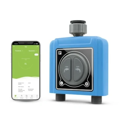 Imagen de Garza Smart Programador de riego 2 Zonas automático WiFi con Enchufe Hub Inteligente Adicional, Controlador ciclos para Exterior, 2.4 GHz, Control Remoto por App.