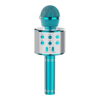 Imagen de voijump Micrófono de Karaoke Inalámbrico,Micrófono Bluetooth Profesional,Altavoz Karaoke,Cantar Música Fiesta en Casa KTV,Compatible con Android/iPhone/iPad/PC Azul