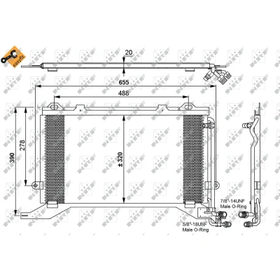 Imagen de NRF EASY FIT 35240 Condensador con junta anular 14,6 8,6 Aluminio 570 MERCEDES BENZ: Clase E Berlina