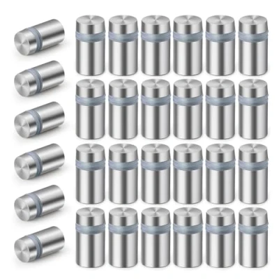 Imagen de 30 Piezas Separadores de Pared Inoxidable, Acrílico para Montaje Hardware, Publicidad Tornillos Fijación, Carteles Vidrio, Clavos Tornillos, Clavos(12 x 20mm)