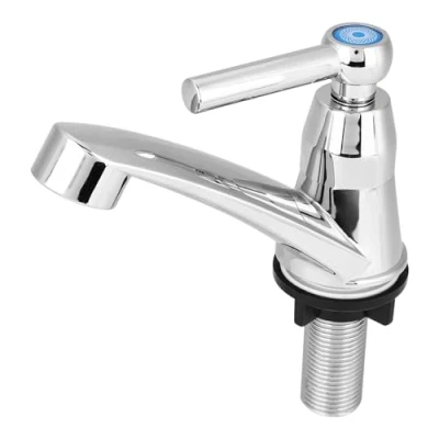 Imagen de grifo de agua fría simple, fregadero cocina plástico ABS una sola manija, para lavabo, baño, lavabo (recto G1/2)