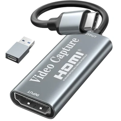 Imagen de tarjeta de captura video, HDMI a USB C, tipo C 1080p, videojuegos para edición vídeo/juegos/transmisión/enseñanza en línea