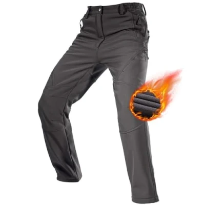 Imagen de FREE SOLDIER Pantalones de Trabajo Softshell para Hombre Trekking Termico Montaña Impermeable Snowboard Invierno Caza (Gris, 52 Largos)