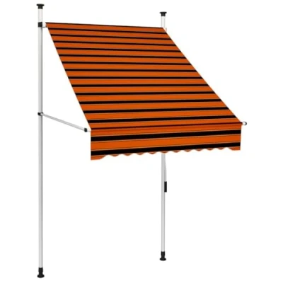 Imagen de vidaXL Toldo Manual Retráctil Sombrilla Protección Exterior Solar Pabellón Cubre Impermeable Tienda Aire Libre Camping Quiosco Balcón Naranja y Marrón