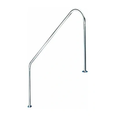 Imagen de Pasamanos baranda de bajada piscina FX L. 1219mm. acero Inoxidable AISI 316. dos puntos apoyo escalones pletinas + tornillos tacos. REGALO Limpiador