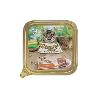 Imagen de Stuzzy Mister, Comida húmeda para Gatos Adultos, Sabor Pavo, línea paté y Carne en trozos Total 3,2 kg (32 tarrinas x 100 gr)