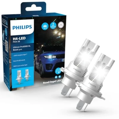 Imagen de Philips Ultinon Pro6000 Boost gen2 Direct fit H4 LED lámpara homologada*, +300% más brillante**, 5.800K, juego de 2