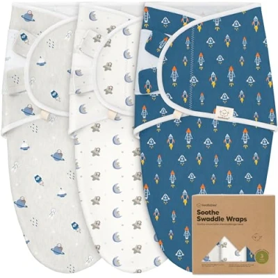 Imagen de Sacos orgánicos para Dormir bebé Paquete de 3 pañales recién Nacido 0 a Meses Saco Nacido, (Cosmo)