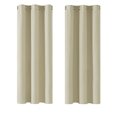Imagen de Deconovo Cortinas Opacas con Aislamiento Térmico para Oficina Hotel Ventanas Ollados 2 Piezas 107 x 138 cm Beige Oscuro
