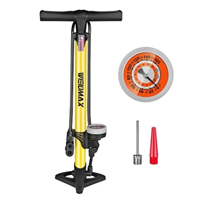 Imagen de WEIDMAX Bomba para Bicicleta, ergonómica Piso de Bicicleta inflado neumáticos infladora portátil con manómetro y Cabezal válvula Inteligente