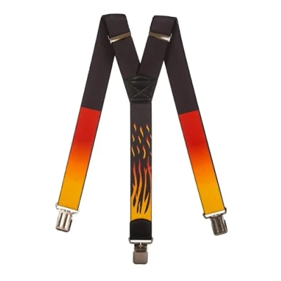 Imagen de Olata Tirantes Resistentes Anchos Unisex con Patrón de Llamas Fuego 4 cm. Y Forma