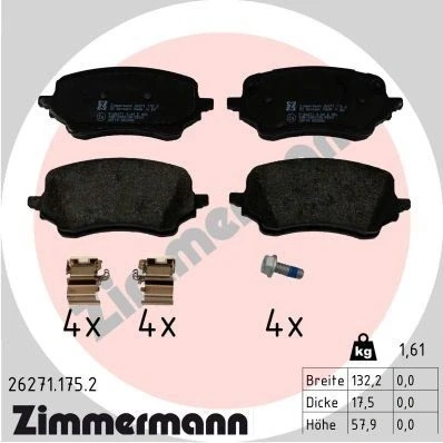 Imagen de ZIMMERMANN 26271.175.2 Juego de pastillas freno con tornillos Foto correspondiente a la entrega, placa deslizante FORD: Puma SUV