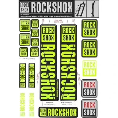 Imagen de ROCKSHOX Pegatinas de 30 forwardslash32 mm y RS1 Amarillo Neón, SID/Reba/Revelation (&lt; 2018) Sector/Recon/X32/30g/30S/XC30, 11.4318.003.498 Piezas Repuesto, Amarillo, Estándar