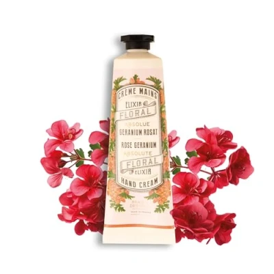 Imagen de Panier des Sens Crema de Manos para Piel Seca Geranio Mini Hidratante A base Aceite Oliva y Almendra Fabricado en Francia 96% Ingredientes Naturales 30 ml