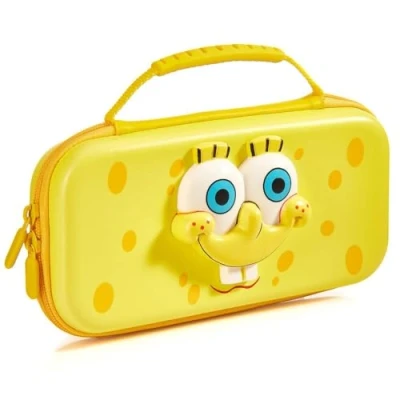 Imagen de Numskull Spongebob Squarepants Face Hard Shell Travel Case for Nintendo Switch and OLED Model Console Fits 10 Games Accessories, Bob Esponja