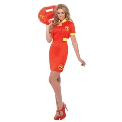 Imagen de Smiffys Disfraz de vigilante la playa Baywatch, Rojo, con vestido y cazadora