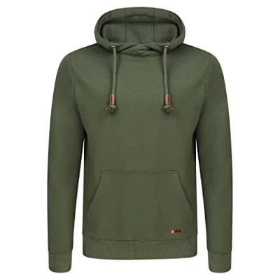 Imagen de Riverso Sudadera con Capucha para Hombre, rivJulian, Capucha, Bolsillo Tipo Canguro, Cuello Cruzado, Regular, algodón, Ivy Green (12400). XXXXXL