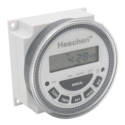 Imagen de Heschen Interruptor de relé programable semanal con pantalla LCD digital, 220 250 VCA, 16 A, SPST, 4 pines
