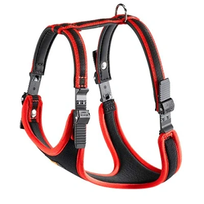 Imagen de Ferplast Arnés Perro Mediano ERGOCOMFORT Medium, para Perros Ajustable, Cómodo, Acolchado, Doble Cierre de Microajuste, Liberación Rápida, Rojo