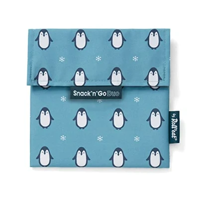 Imagen de Roll&#039;eat ® Porta Sandwich Reutilizable, Bolsa Ecológica sin BPA, Bocadillo Pingüino Snack&#039;n&#039;Go Duo Animals