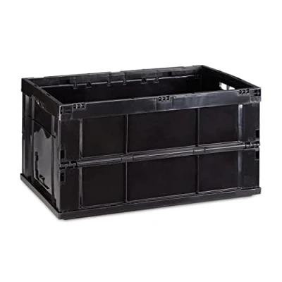 Imagen de Relaxdays Caja de Almacenaje Plegable 60 L, Plástico, Negro, 31.5 x 58.5 40 cm
