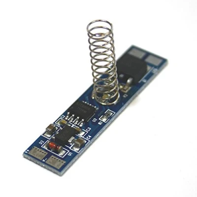 Imagen de Interruptor LED Dimmer táctil de atenuación 12V 24V 4A con indicador azul para perfil aluminio. (1 pieza)