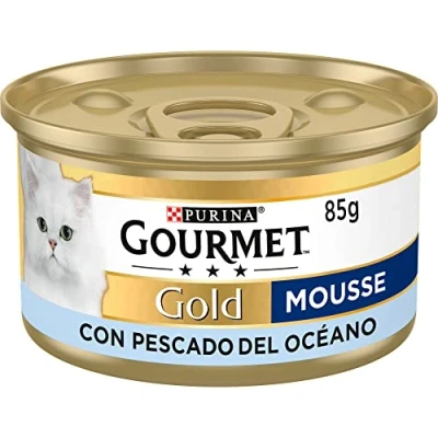 Imagen de Gourmet Purina Gold Mousse, Comida Húmeda para Gato con Pescado del Océano, 24 latas de 85g