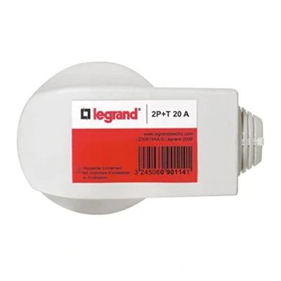 Imagen de Legrand LEG90114 Enchufe macho acodado (2 pines y toma de tierra, 20 A, 380 V)