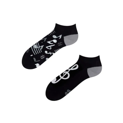 Imagen de Dedoles Calcetines Unisex Hombre Mujer y Niños Algodón muchos diseños divertidos diferente izquierda derecha, color: Negro, diseño: Música (tobilleros), tamaño: 35 38