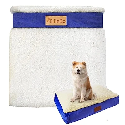 Imagen de Ellie Bo Funda de Cama para Perro Ante sintético y Piel Oveja colchón ortopédico Espuma viscoelástica Suave Lavable Jaula Perro, tamaño M, 71 x 48 6 cm,