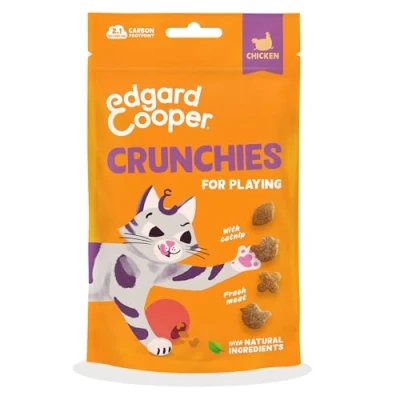 Imagen de Edgard &amp; Cooper premios Naturales para Gatos, galletitas de Pollo (1 x50g Bolsa), sin Cereales y con Carne Fresca, Hierba gatera, Ingredientes azúcares añadidos.
