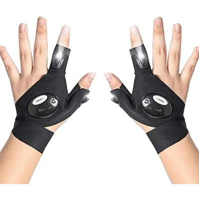 Imagen de BOMBKI Guantes de Linterna LED, Pesca al Aire Libre y Destornillador para Reparar Trabajar en Lugares Oscuros, Regalos Aparatos Manitas (Mano Izquierda Derecha)