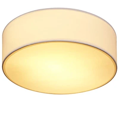 Imagen de Monzana Lámpara colgante de techo Ø30cm Aplique luz redondo con pantalla tela Blanca y casquillo E27