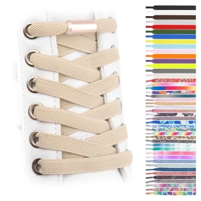 Imagen de SULPO cordones elásticos planos sin atar coloridos de cierre rápido zapatillas deporte elasticos niños atacadores