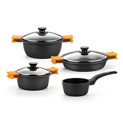 Imagen de BRA Efficient Batería De Cocina 4 Piezas, Aluminio Fundido, Negro