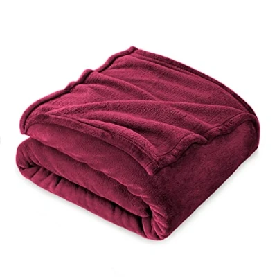 Imagen de FARFALLAROSSA Mantas para Sofa Grande, Manta Polar Franela Extra Suave,Burdeos 130 x 160 cm,para Toda Estación