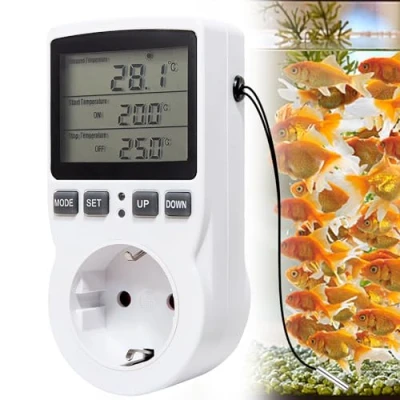 Imagen de Temporizador De Toma Termostato: 230 V Enchufe Con Termostato Pantalla Lcd, Y Sonda, Para Invernadero, Terrario, Refrigeración, Calefacción
