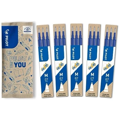 Imagen de PILOT Frixion Ersatzminen 5er Set: je 3 Nachfüllminen mit radierbarer Tinte in Blau Kompatibel Ball und Clicker mittlere Stärke Gel Tintenrollermine