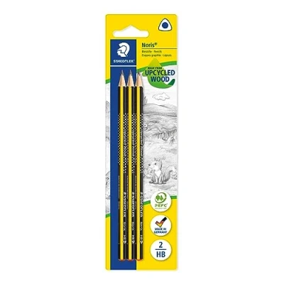 Imagen de Staedtler Noris Eco 183 HBBK3. lápices ecológicos de dureza media. Blíster con 3 grafito mina HB.
