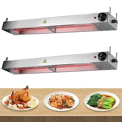 Imagen de Lampara Calor Comida para Cocina, Suspensión Calentador de Alimentos Buffet Lampara, Acero Inoxidable Lámpara Calentadora Mantener la Caliente(2pcs,Size:120cm)