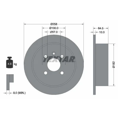 Imagen de TEXTAR 92129000 Disco de freno 258 10 04/05 100 macizo sin perno sujeción rueda, buje rueda DAEWOO: Nubira Hatchback, Familiar