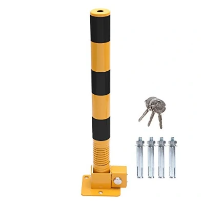 Imagen de TOPWAY Bolardo de Bloqueo Espacio para Estacionamiento Automóviles con Resorte, Bloqueable Plegable Poste Barrera Parking Coche, Amarilla y Negro, 60cm Altura