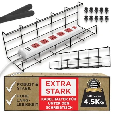 Imagen de Scanfield Organizador Cables Escritorio Set 2, Bandeja con Flujo de Aire, para Escritorios Robusto y Espacioso, Fácil Instalar, Estante Modular Ordenar