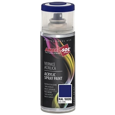 Imagen de AMBRO SOL Pintura acrílica en spray, color Azul señales, RAL 5005, resultado profesional múltiples superficies, exteriores e interiores, 400 ml