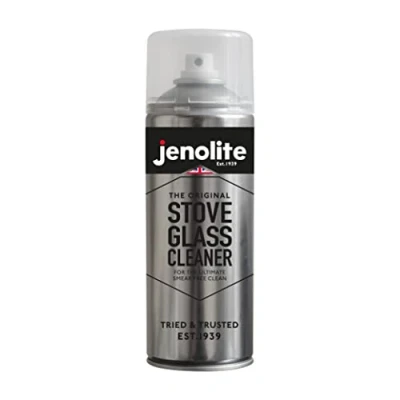 Imagen de JENOLITE Limpiador de vidrio para estufas, 400 ml, elimina hollín, ceniza, carbono, grasa y alquitrán, ideal quemadores leña, estufas fogones