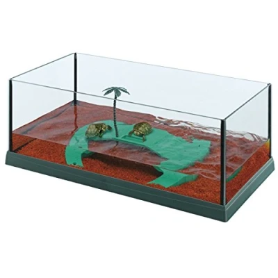 Imagen de Ferplast Tartarughiera HAITI 50 Vasca in vetro per tartatughe con isola inclusa, 51,5 x 27 h 18,5 cm