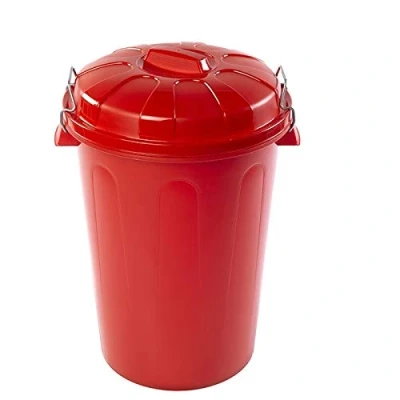 Imagen de PLASTIFORTE Cubo de Basura con Tapa 100 litros basurero Rojo Asas presión