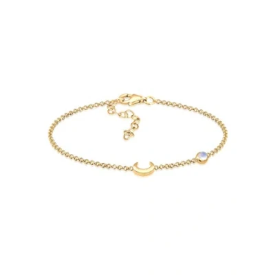 Imagen de Elli Pulseras Mujeres Media Luna Estrella Filigrana con Piedra de en Plata Ley 925 Bañada Oro