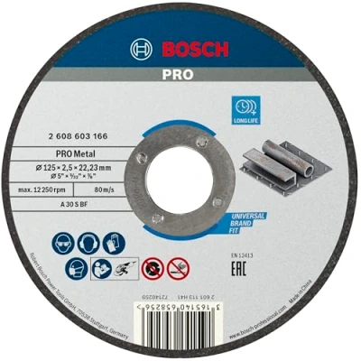 Imagen de Bosch Professional 1x Disco de Corte Recto Standard for Metal (para Metal, Ø 125 x 2.5 mm, Accesorios Amoladora)